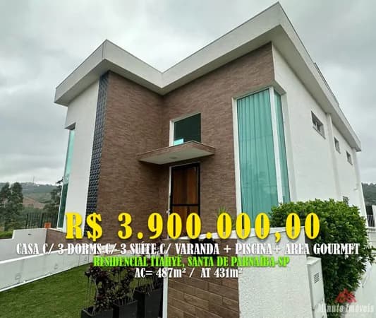 Casa 487m² c/ 3 Dorms c/ 3 Suítes c/ Varanda + Closet e Piscina Loc: Residencial Itahyê, Santana de Parnaíba - SP