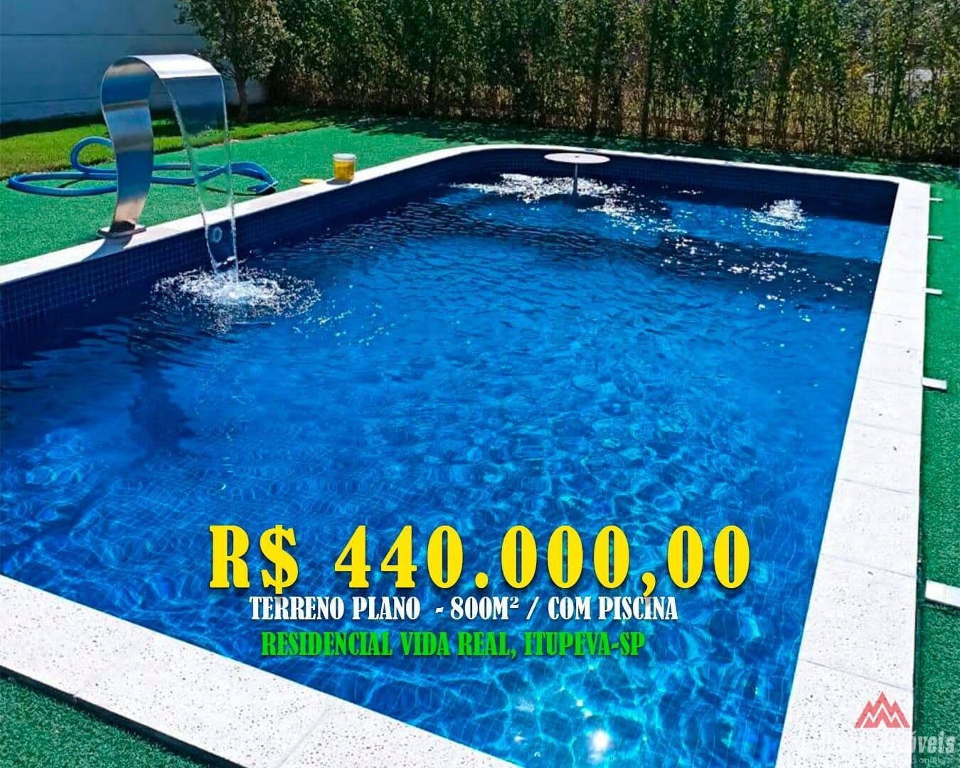 Terreno 800m² c / piscina e fundação ja pronta. Loc: Residencial Vida Real, Itupeva -SP Rodovia Mário Tonoli 3923 km 8 Santa Eliza Valor = R$ 440.000,00