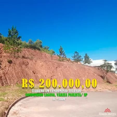 Terreno de 300 m² com aclive e rua sem saída Loc: Condomínio Laguna, Varzea Paulista-SP Valor = R$ 200.000,00
