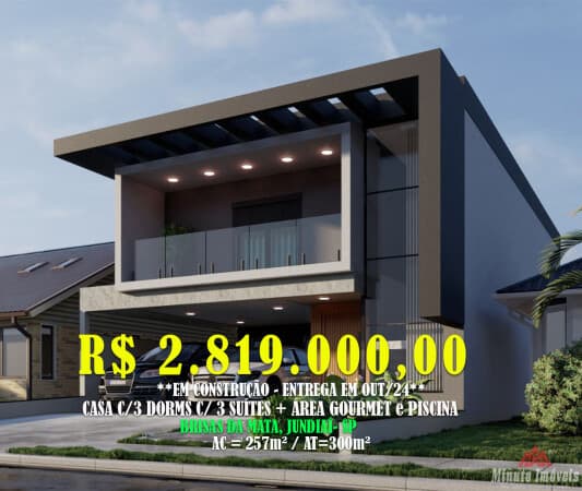 Casa c/ 3 Dorms c/ 3 Suítes + Área Gourmet + Piscina Loc: Cond Brisas da Mata, Jundiaí - SPCasa Alto Padrão
