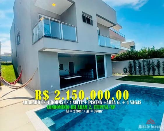 Linda Casa c / 4 Dorms c/ 3 Suites + Área Gourmet + Piscina c/ Vista Incrível p/ Mata Preservada.