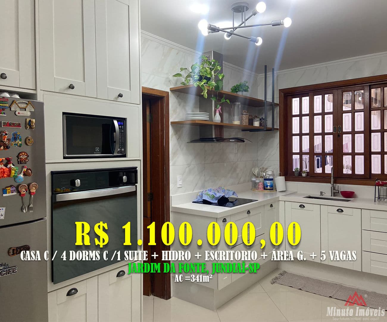 Casa 314m² c/ 4 Dorms c/ 1 Suíte + Area Gourmet + 5 Vagas Cobertas. Loc: Jardim da Fonte, Jundiai-SP