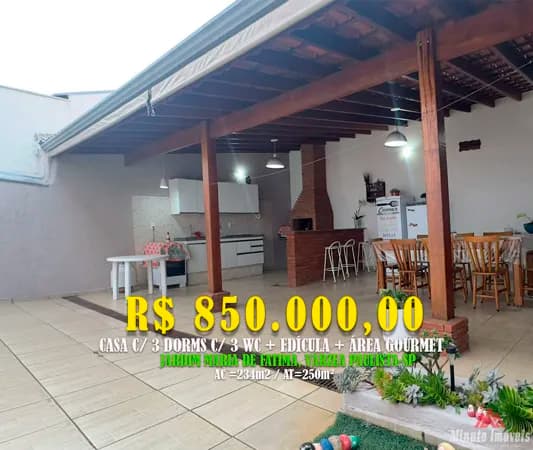 Casa c/ 4 Dorms c/ 4 Vagas de Garagens + Área Gourmet - Jardim Maria de Fátima, Várzea Pta-SP