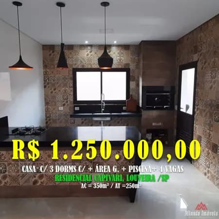 Casa c/ 3 suítes + Area Gourmet + Piscina e 4 Vagas.