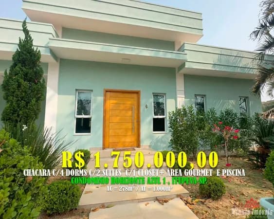 Casa Térrea Condomínio Fechado – Horizonte Azul 1 | Itupeva/SP Itupeva – SP Área construída: 278 m² | Terreno: 1.000 m²
