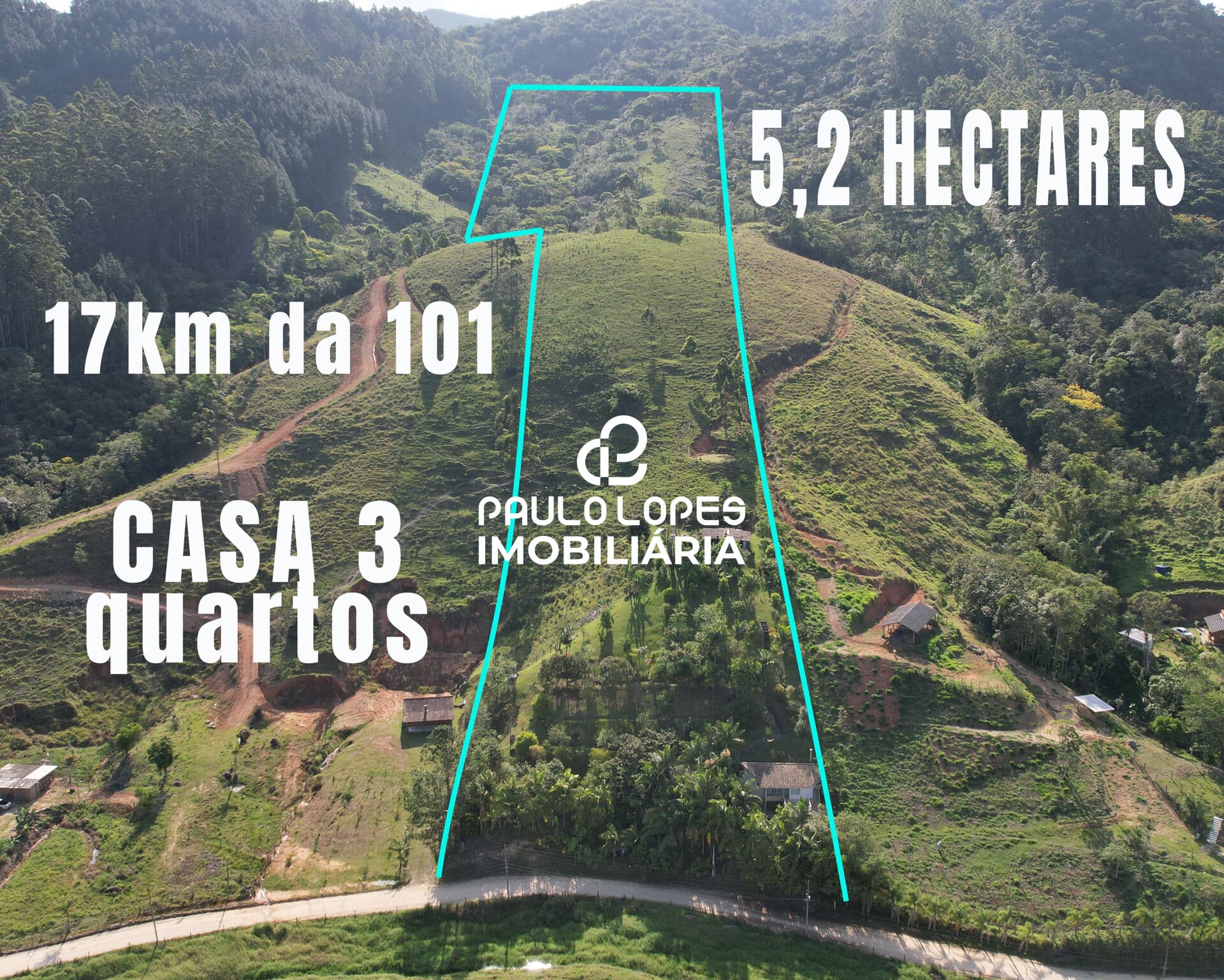 Sítio completo 5 hectares no Espraiado em Paulo Lopes/SC - Casa 3 QUARTOS- Terreno