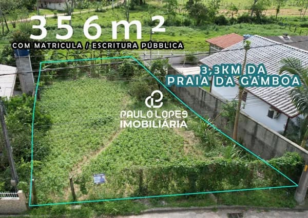 Lote com ESCRITURA a 3,3km da PRAIA 356m² em Paulo Lopes